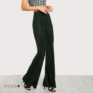 Green velvet bell bottoms